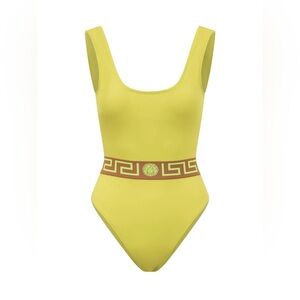 Versace La Greca Waistband One-Piece Swimsuit Sz 2